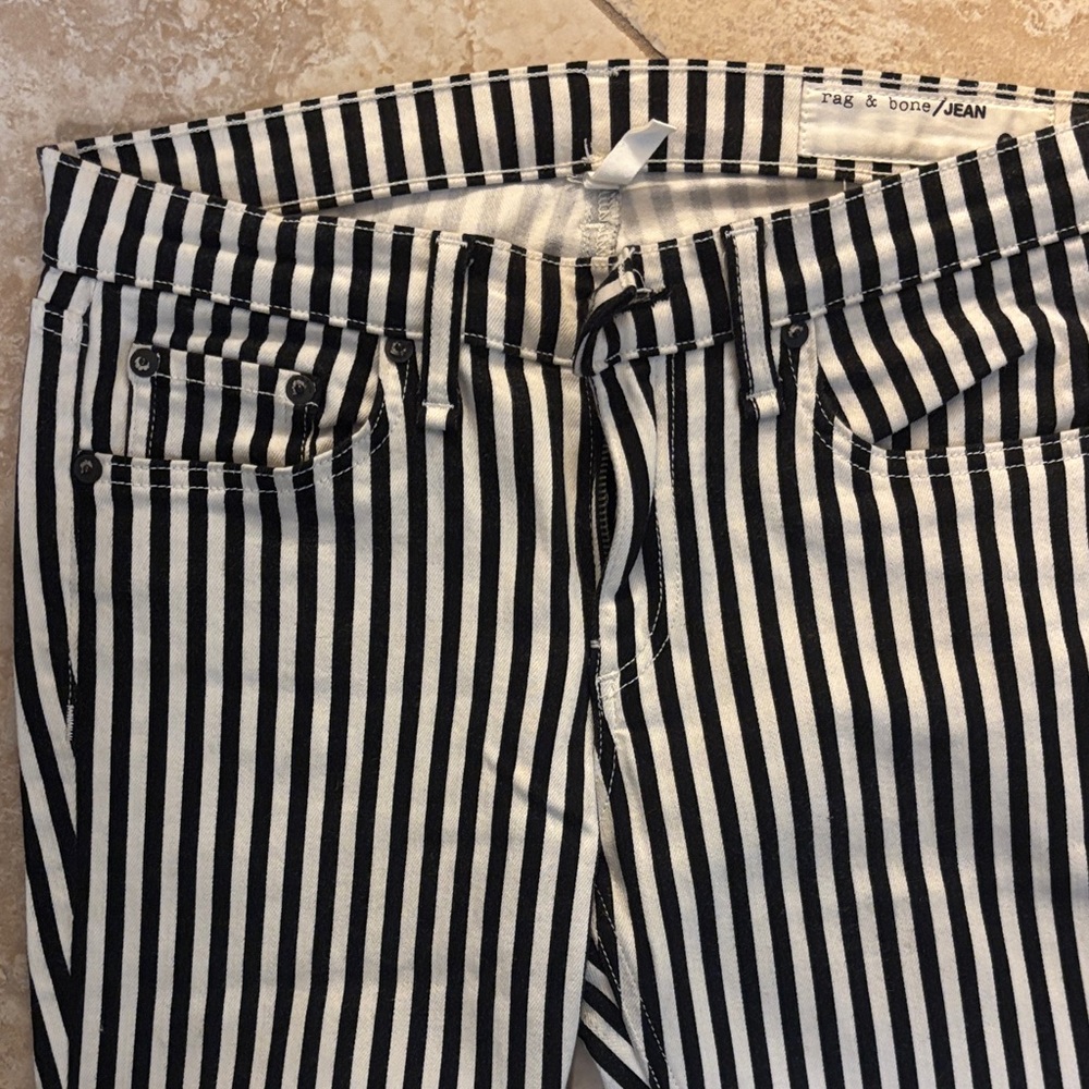 Rag & Bone striped  Black and White skinny Jeans size 28